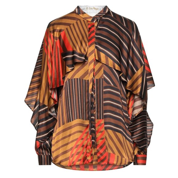 Striped shirt LE SARTE PETTEGOLE mandarin collar Cocoa Blouse - Picture 1 of 11